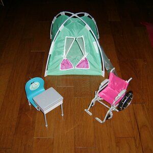 American Girl or OG Doll Accessories, Tent, Desk, Wheelchair